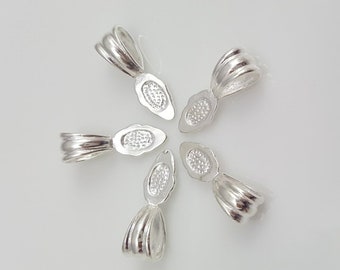 Glue On Bails (Qty 5-15) Bright Silver Colored - Fancy Pendant Bails - Ships from WI, USA (185-BS)