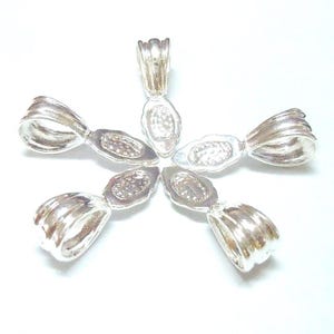 Antique Silver Glue On Pendant Bails: Leaf Pad, Brass (Qty 5-15)