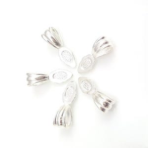 Bright Silver Glue-On Pendant Bails: Brass Leaf Pad (9.4x25.4x1.4mm) 185-BS