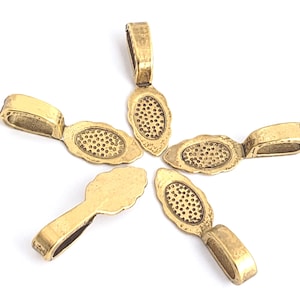 Glue On Bails (Pkg of 10 to 40) Antique Gold - Large Pendant Bails - Ships from WI, USA (728-AG)