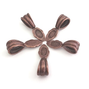 Copper Brass Glue On Pendant Bails: Leaf Pad (Pkg of 5-15)