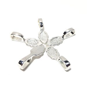 Bright Silver Glue On Bails: Large Pendant Connector with 5x8mm Hole