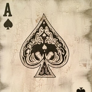 Ace of Spades Art Deck Cartes à jouer Peinture Original 8"X10 » peint à la main 1 de set Salle de jeu poker classique vintage casino Man Cave