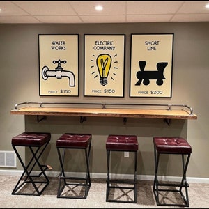 Monopoly Electric Company room decor board game Art man cave pool room poker room  kids room kids games classic board game