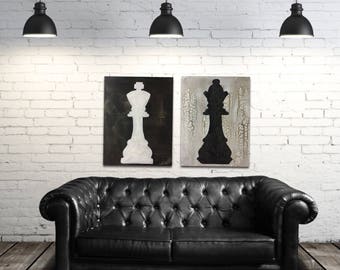 Chess Piece Art Deluxe Thick Cracked Brown Cream King And Etsy