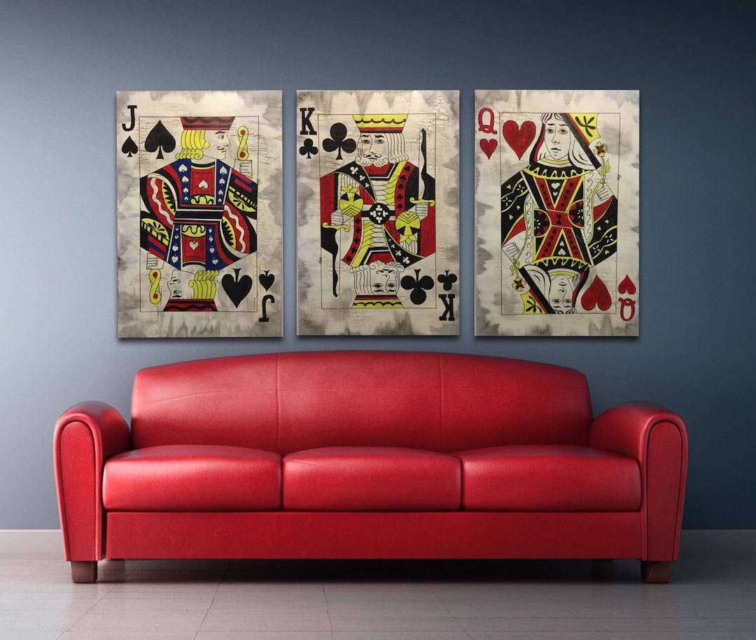 Playing Card Paintings Set of 3 Original Hand Painted Art on Stretched ...