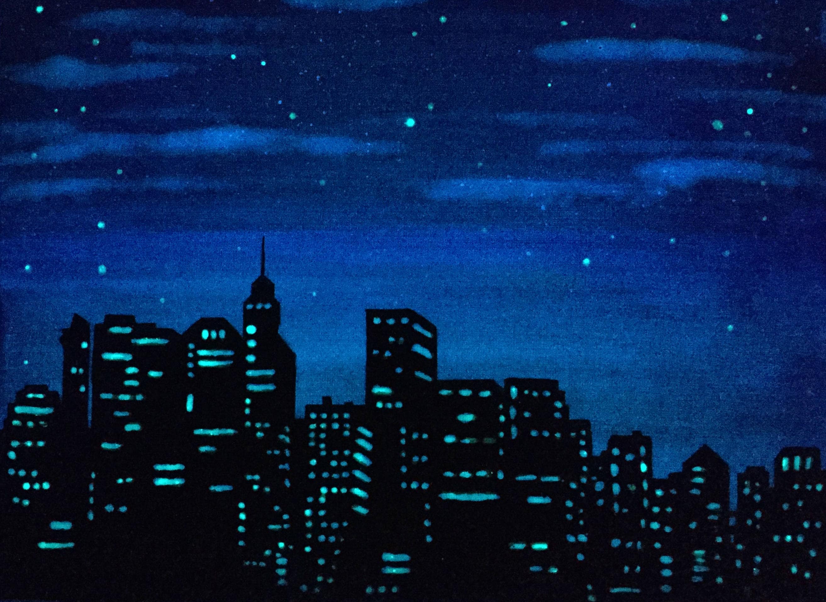 city skyline painting