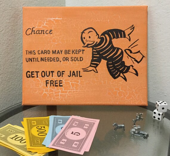 Monopoly Art Chance Card Get Out Of Jail Free Board Game Etsy