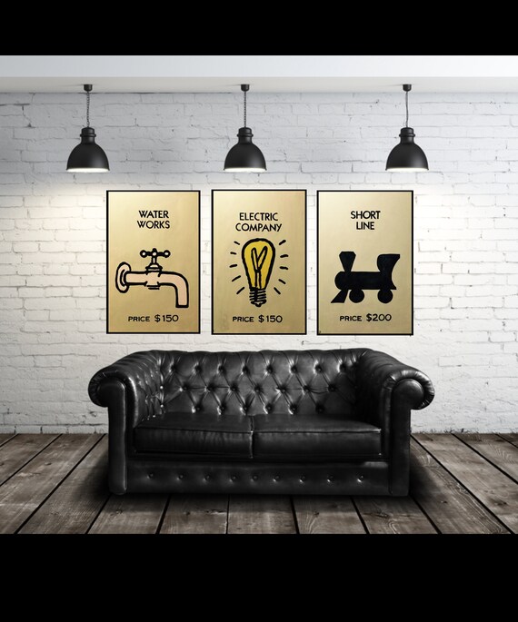 Buy Monopoly Electric Company Room Decor Board Game Art Man Cave ...