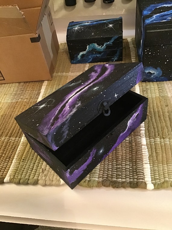 Galaxy Box Hand Painted Chest Outerspace Original Art Jewelry