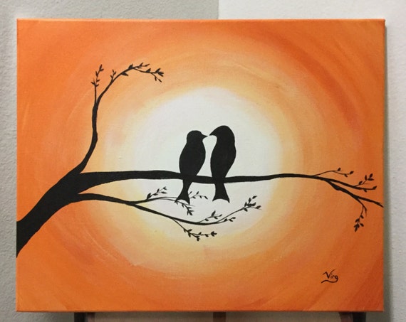 Love Birds Silhouette Painting