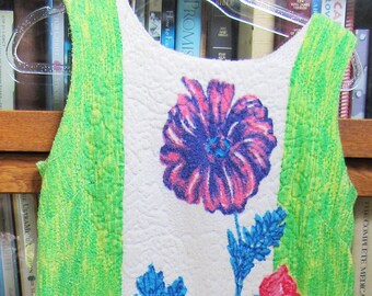 60’s Green and White Cotton Hawaiian Print Dress main image 0