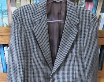 Vintage DAKS Sports Coat Suit Jacket Men's 44 Union Made Blazer Houndstooth Virgin Wool for Peterson's San Jose California