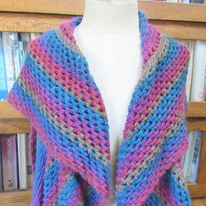 Handmade Crochet Sleeveless Open Sweater Vest Multicolor Medallion Hand Crocheted