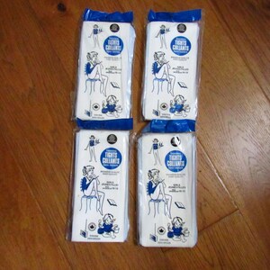 May include: Four packages of white tights with blue and white illustrations of a girl wearing tights and a book. The packages have the text "Tights Collants" on them.