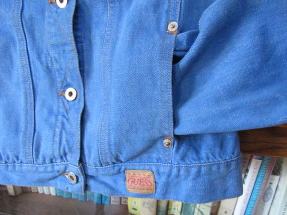 Vintage 1990's Guess Trucker Jacket Women's M Blu… - image 4