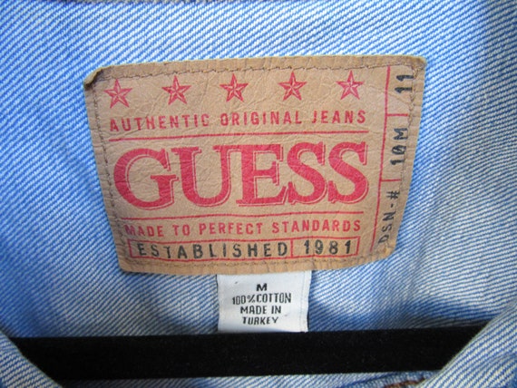 Vintage 1990's Guess Trucker Jacket Women's M Blu… - image 3