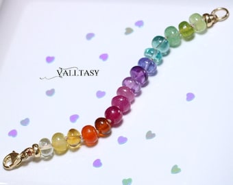 14K Solid Gold Rainbow Gemstone Extender: Silk Knotted Necklace & Bracelet