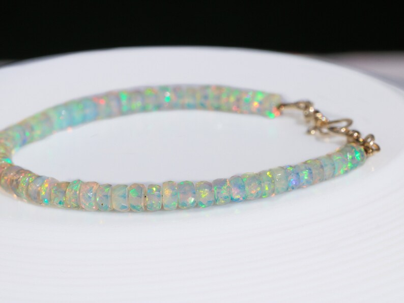 SOLID GOLD 14K Ethiopian Opal Bracelet Welo Opal Bracelet Etsy