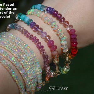 14K Solid Gold Pastel Gemstone Extender: Silk Knotted Bracelet or Necklace image 6