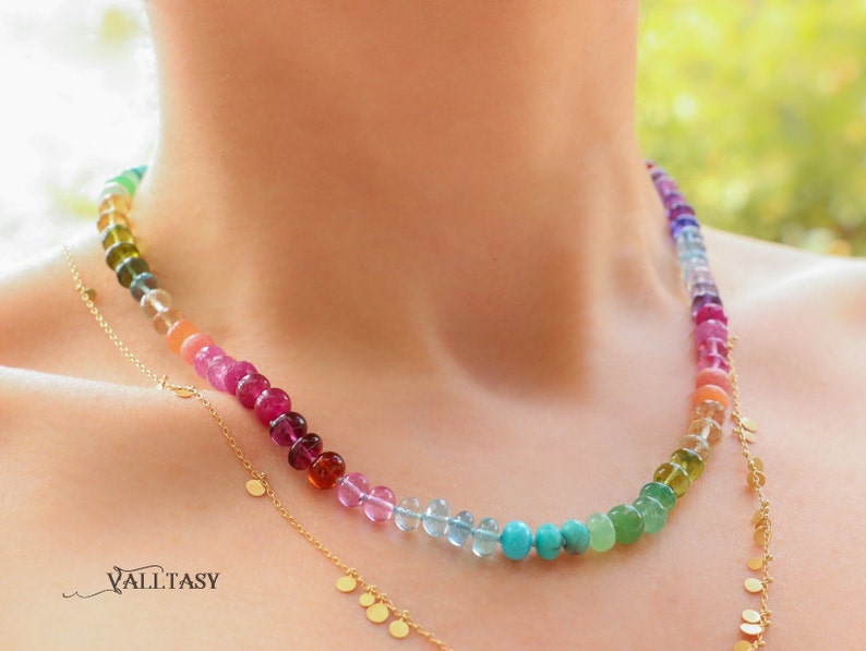 Silk Knotted Multi Gemstone Necklace 