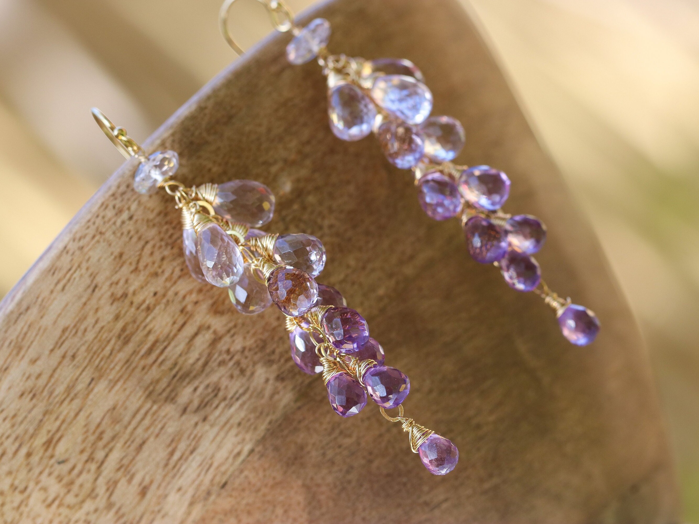 Pink Amethyst Earrings Amethyst Long Earrings Cluster Earrings | Etsy