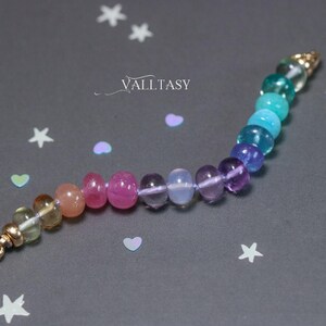 14K Solid Gold Pastel Gemstone Extender: Silk Knotted Bracelet or Necklace image 8