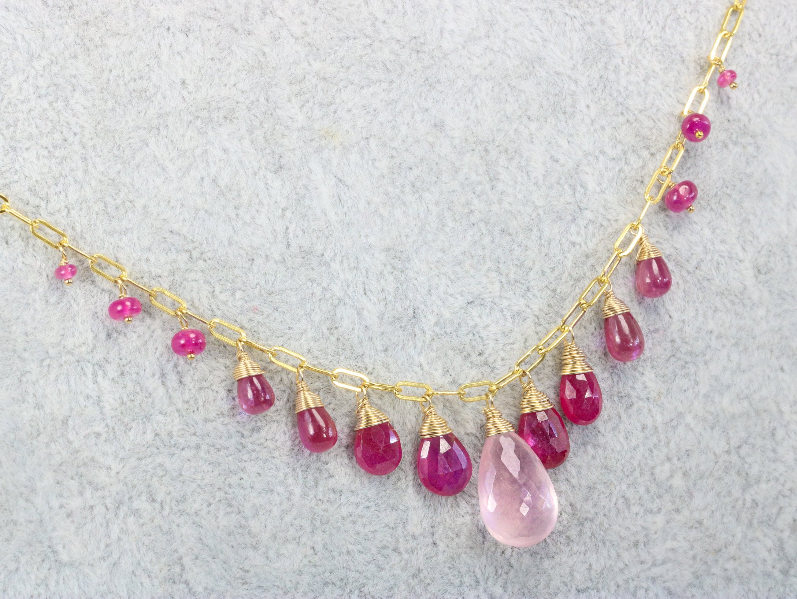 Buy Pink Sapphire Necklace Rose Quartz Necklace Pink Gemstone Online in  India 