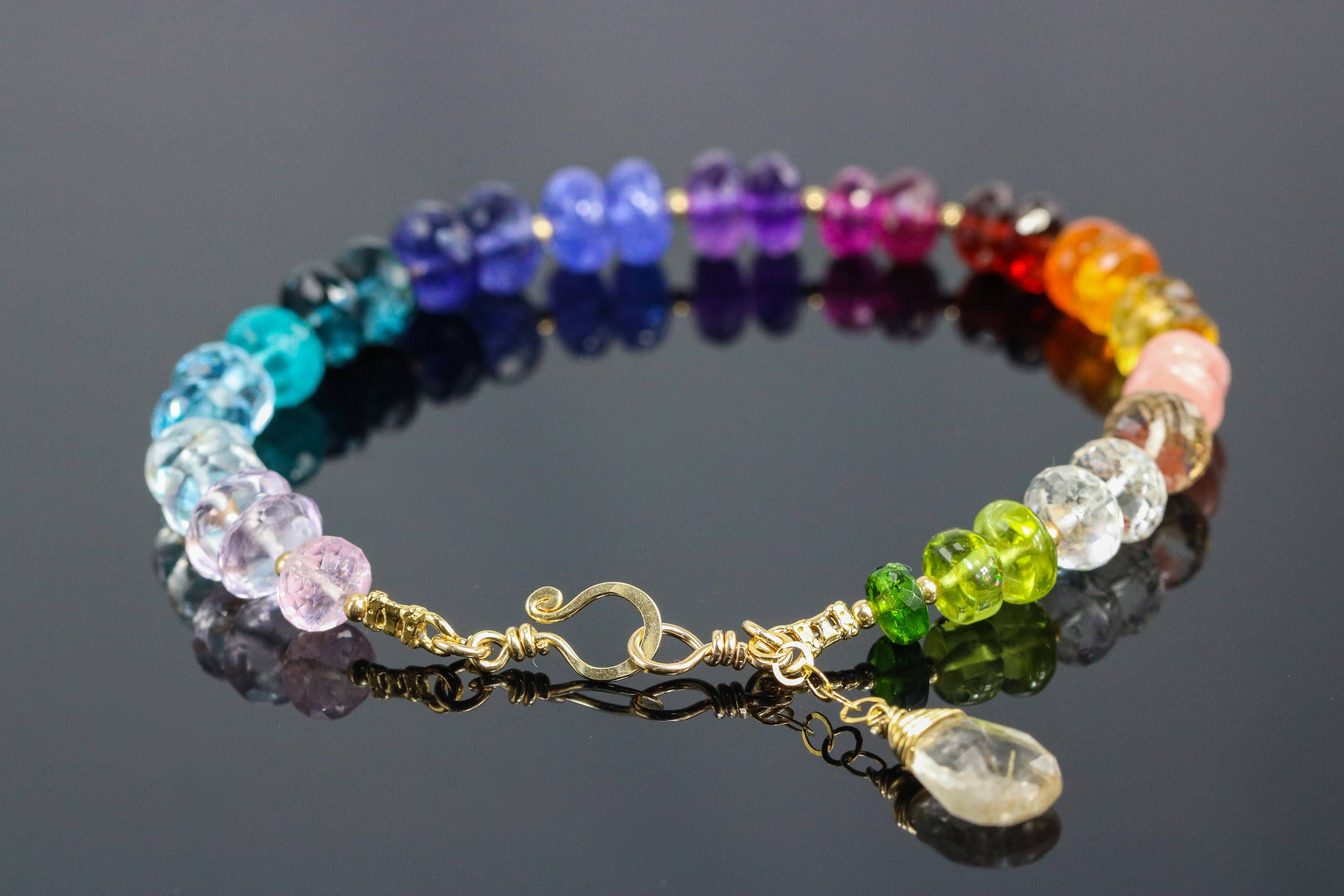 Rainbow Gemstone Bracelet Rainbow Bracelet Semiprecious | Etsy
