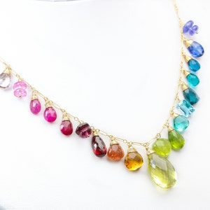 Rainbow Necklace Semi Precious Gemstone Necklace Rainbow Gemstone ...