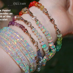 14K Solid Gold Pastel Gemstone Extender: Silk Knotted Bracelet or Necklace image 7