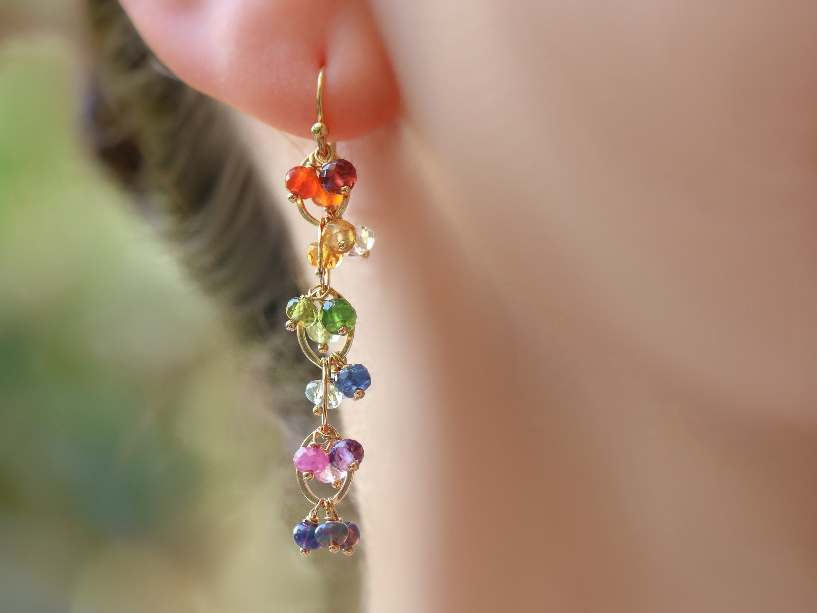 Rainbow gem earrings best sale