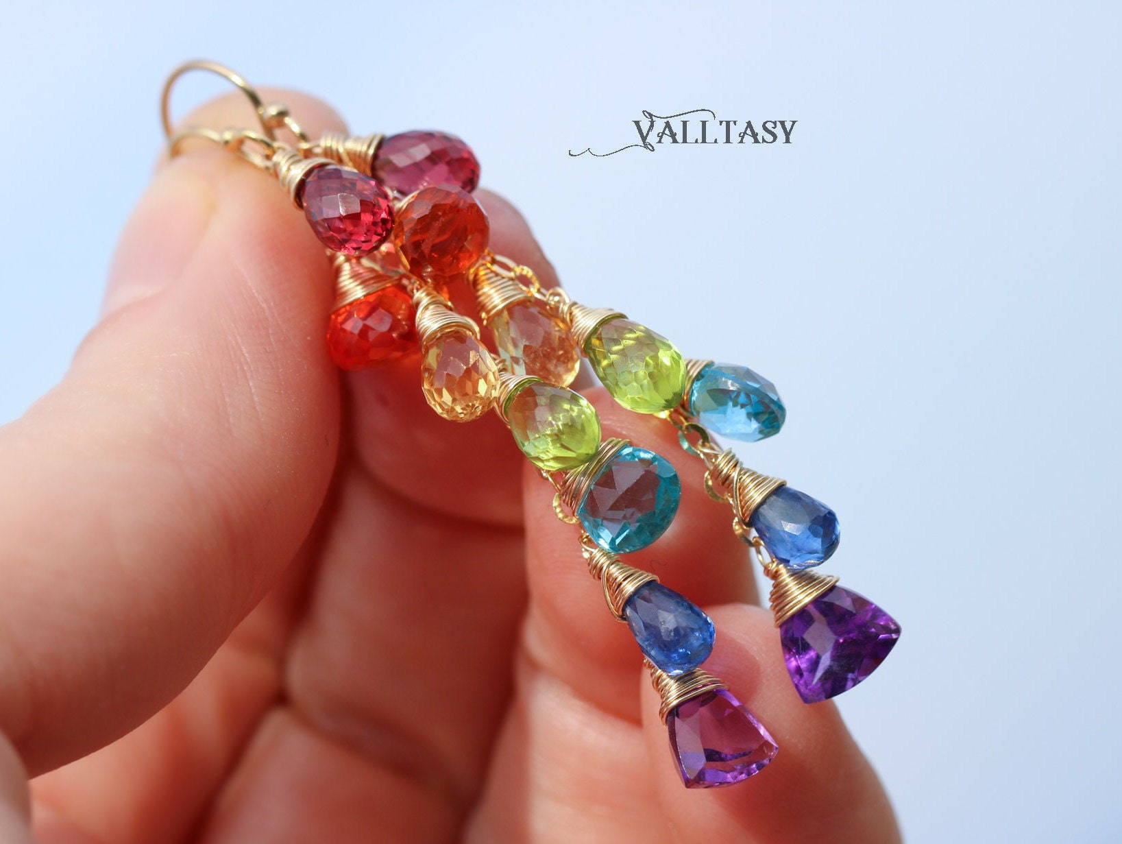 Rainbow gemstone earrings sale