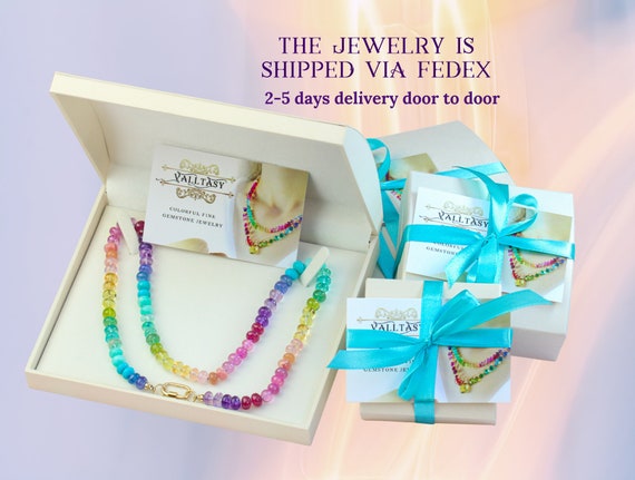 The La La Land Necklace - Solid Gold 14K Multi Gemstone Necklace, Precious  Drop Candy Necklace