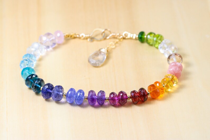 Rainbow Gemstone Bracelet Rainbow Bracelet Semiprecious | Etsy