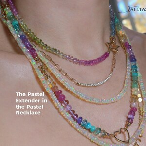 14K Solid Gold Pastel Gemstone Extender: Silk Knotted Bracelet or Necklace image 2