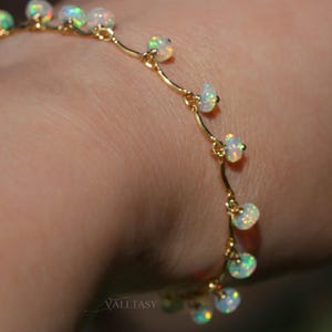 Ethiopian Opal Bracelet Welo Opal Bracelet Genuine Opal Chain Bracelet Gold Filled Modern Opal Bracelet Station Bracelet Fire Opal Bracelet