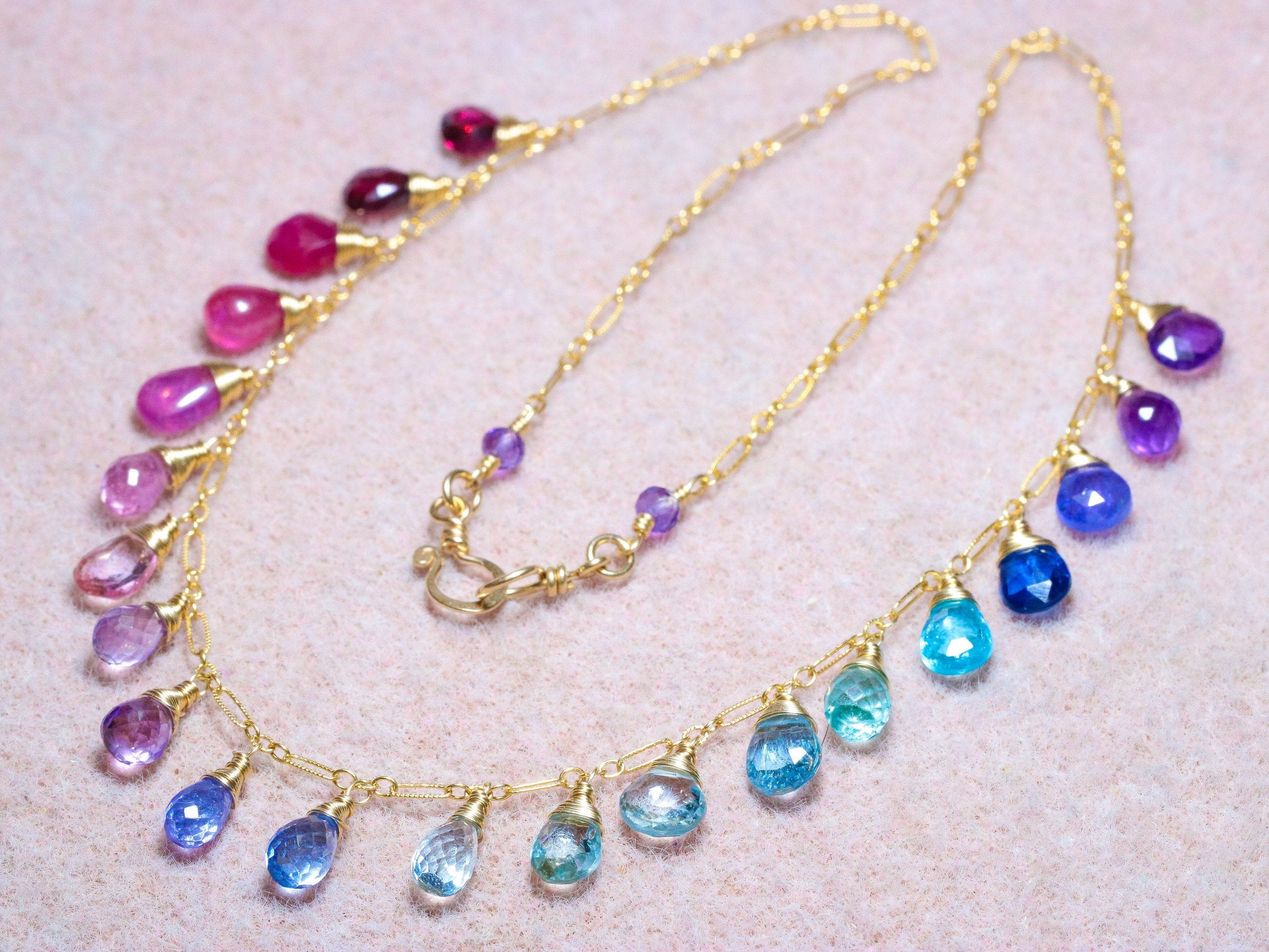 Rainbow Gemstone Necklace Colorful 