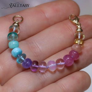 14K Solid Gold Pastel Gemstone Extender: Silk Knotted Bracelet or Necklace image 5