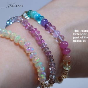 14K Solid Gold Pastel Gemstone Extender: Silk Knotted Bracelet or Necklace image 3
