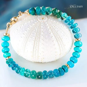 Türkis Perlenarmband: Multi Edelsteine in 14K Gold - Ocean Shades