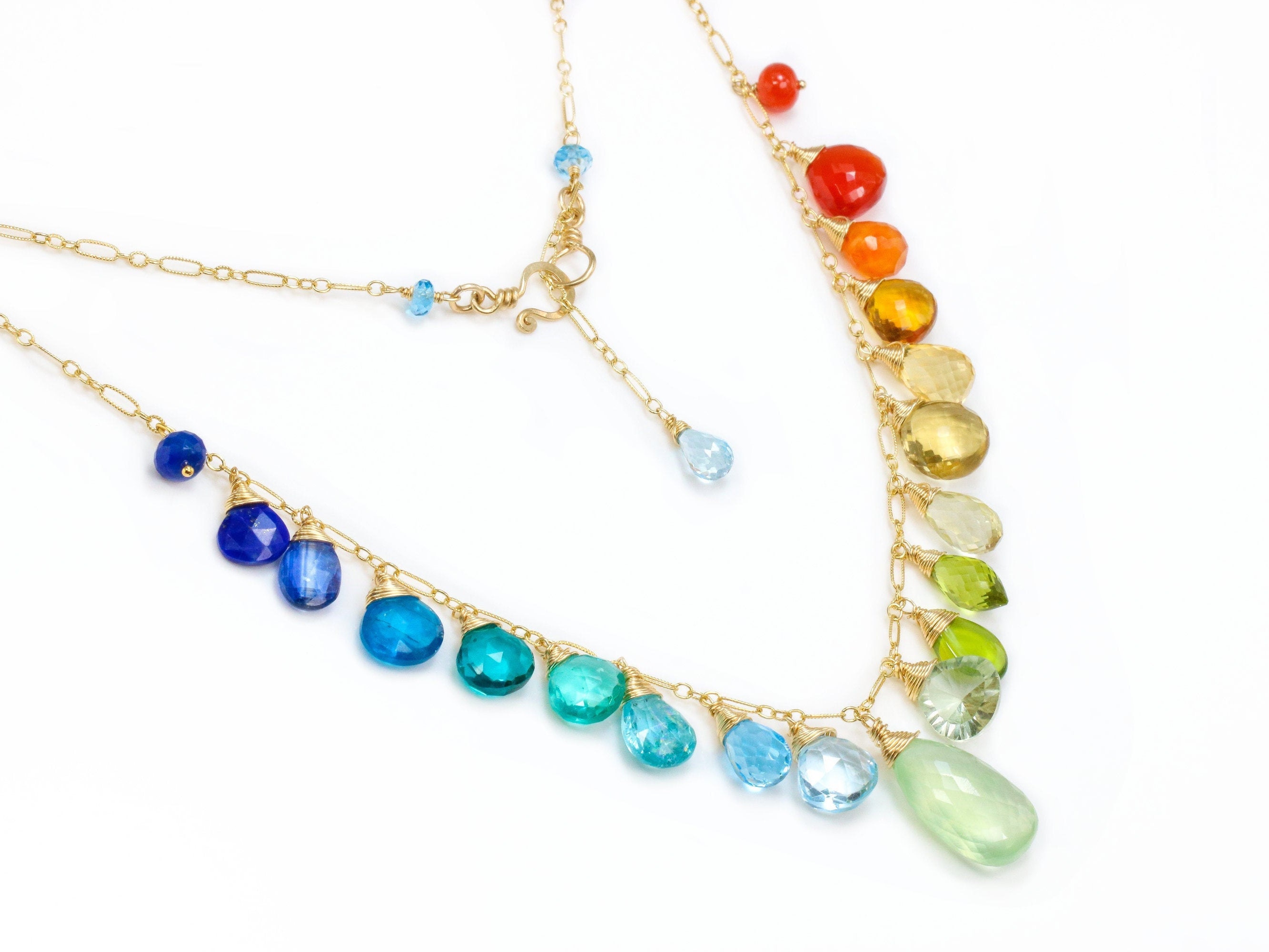 Buy Multi Color Necklace. Multi Semi Precious Stone Necklace. Two Strand  Graduated Long Necklace. Colorful Long Necklace. Colorful Jewelry Online in  India - Etsy