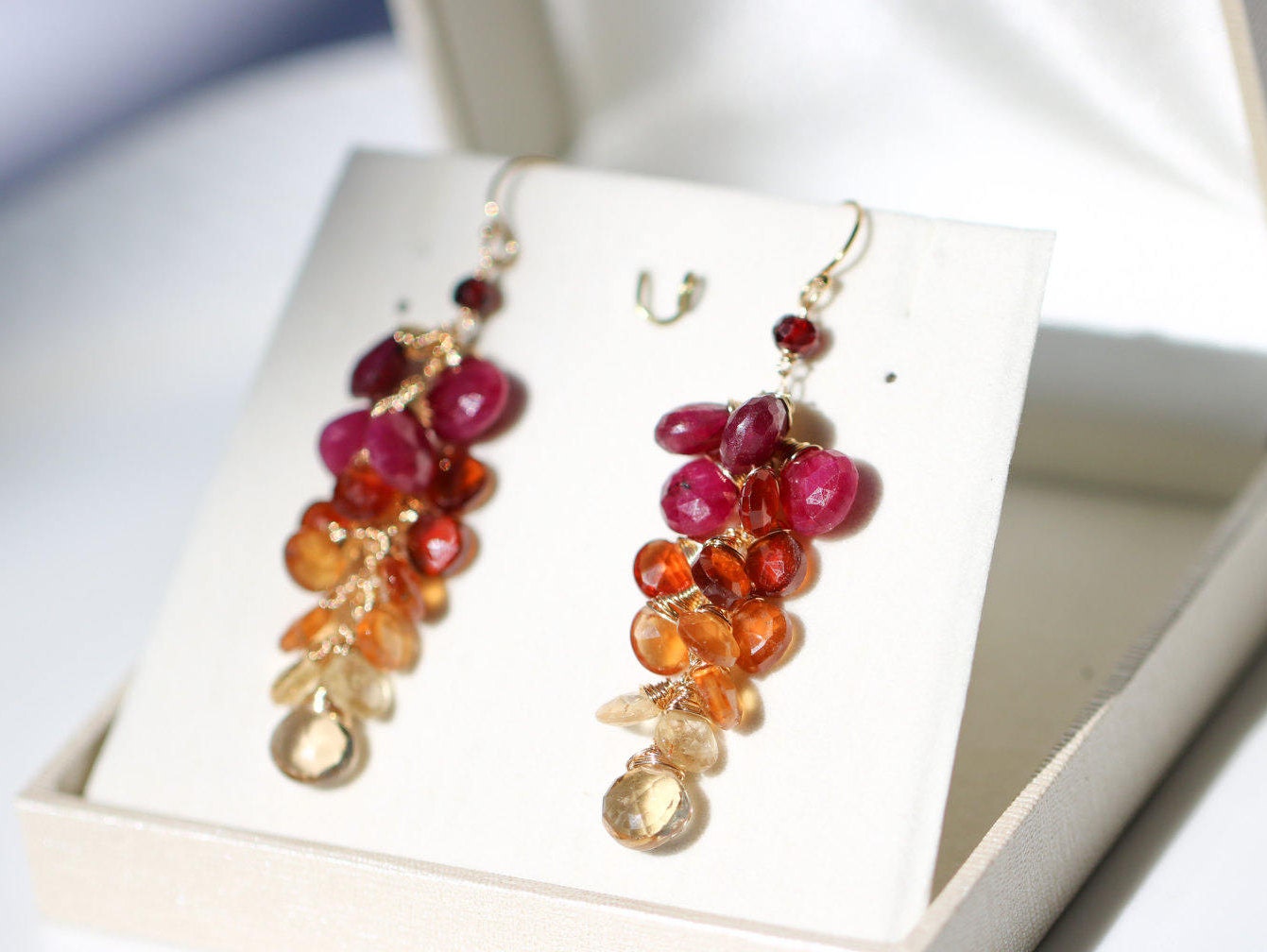 Cluster Ruby Earring Ruby Dangle Earring Red Gemstone Earring | Etsy