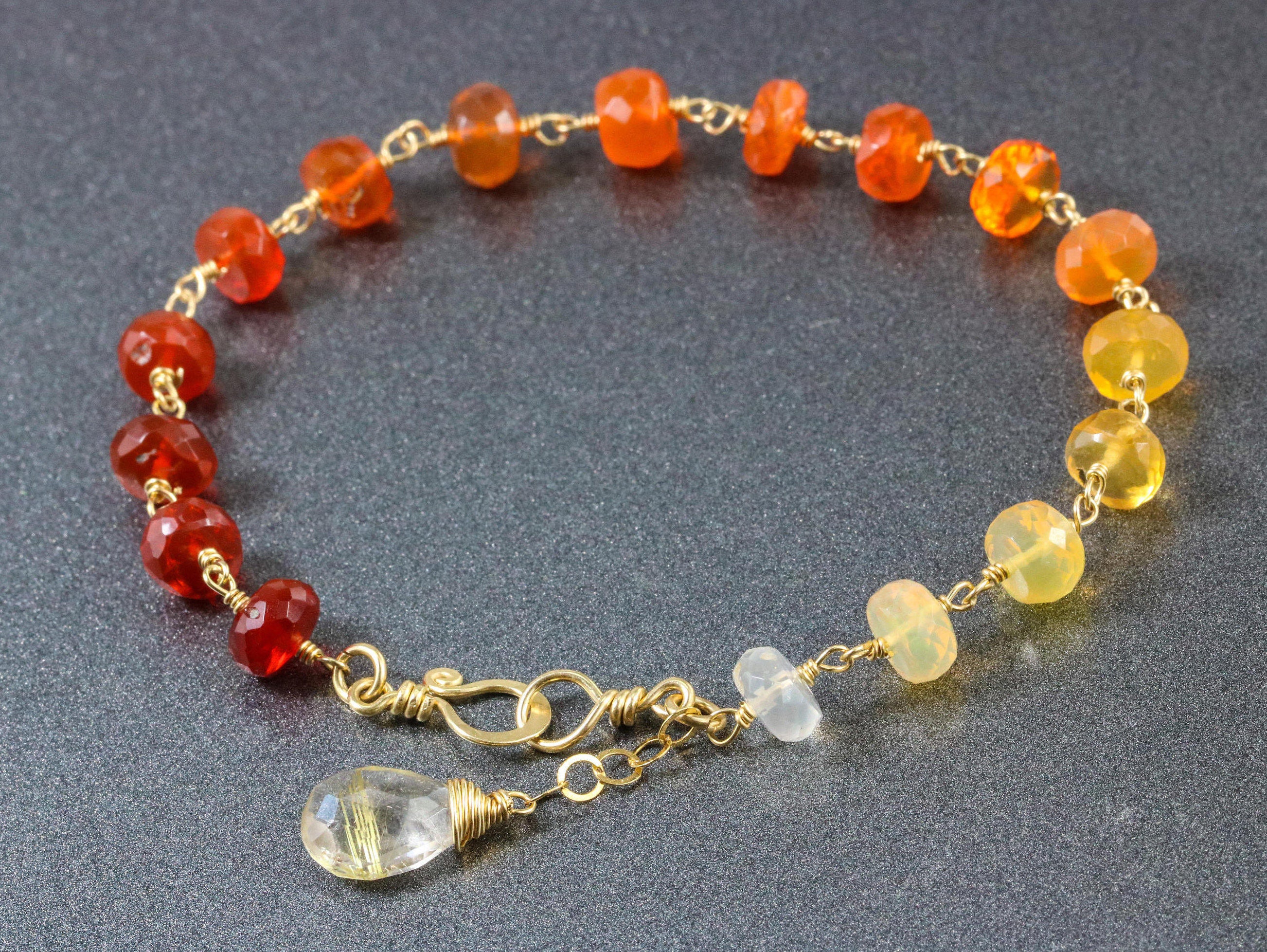 Mexican Fire Opal Bracelet Mexican Opal Bracelet Orange Etsy