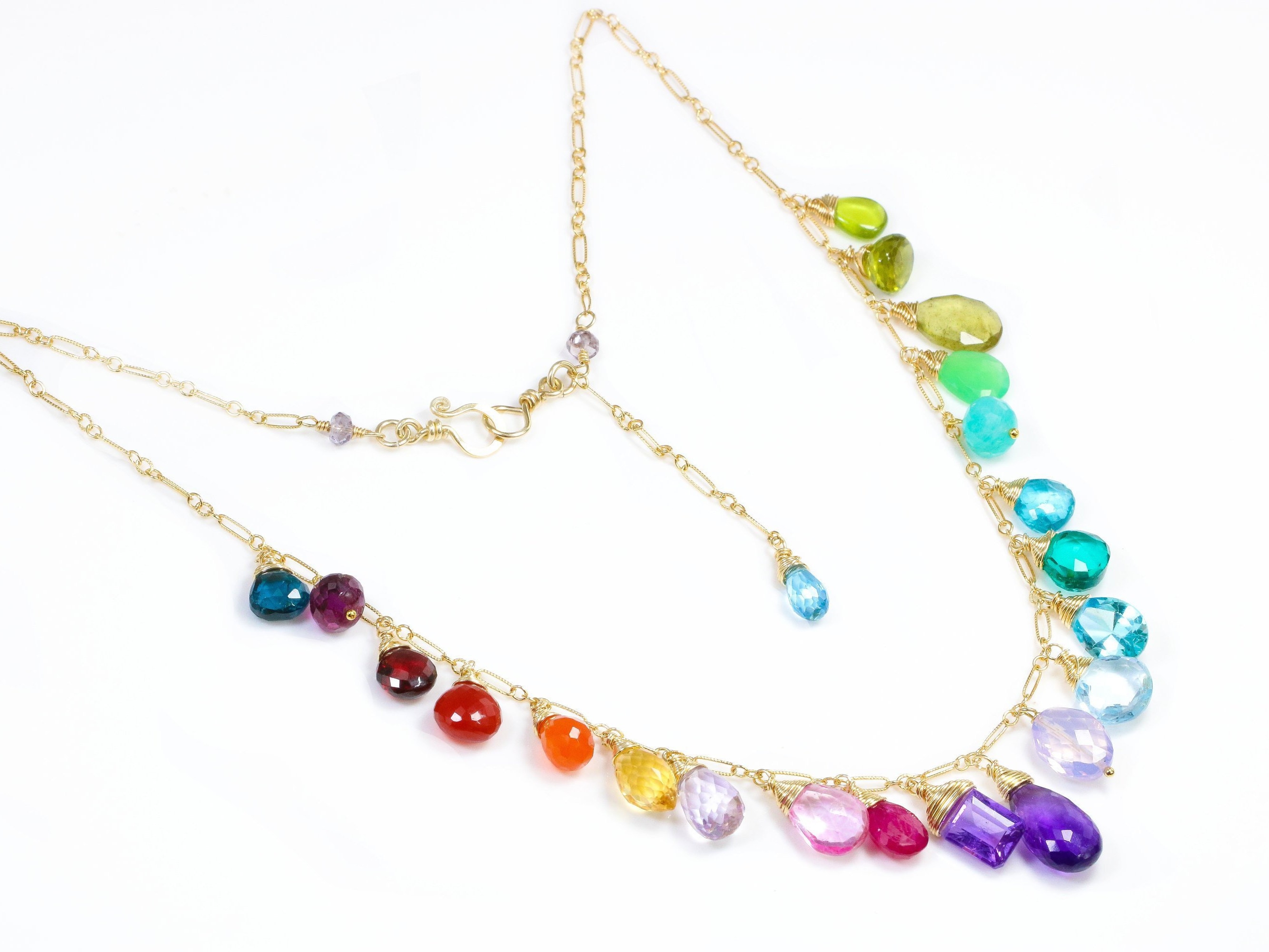 Rainbow Gem Pineapple Shaker Pendant Necklace