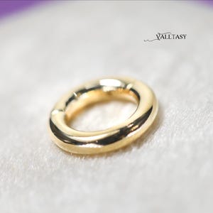 14K Solid Gold Charm Holder, Round Connector, Push Lock