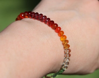 Multi Stone Bracelet Red Garnet Bracelet Orange Carnelian Bracelet Colorful Gemstone Bracelet Gold Rainbow Beaded Bracelet Stacking Bracelet