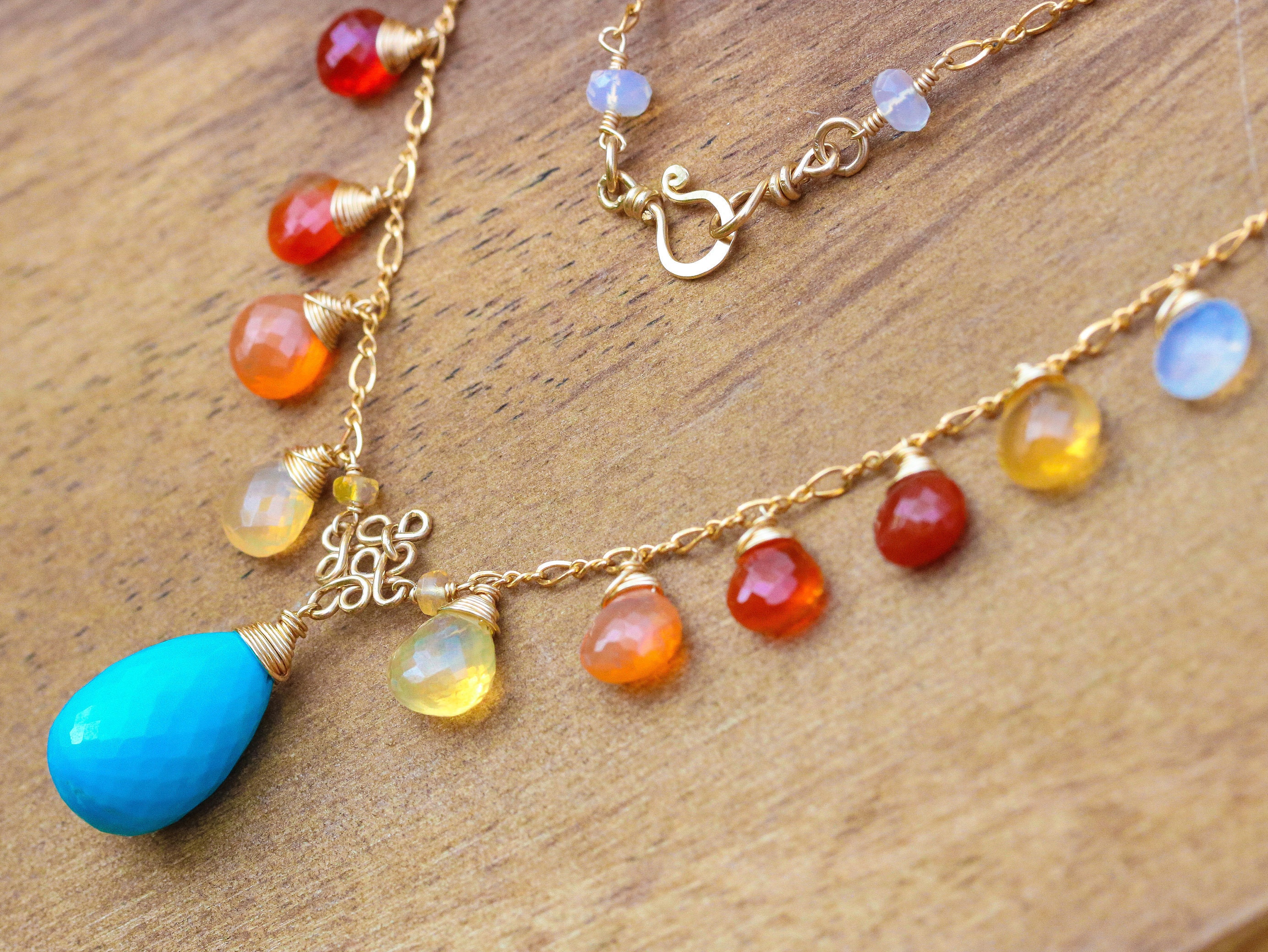 Mexican Fire Opal Necklace Mexican Opal Necklace Turquoise | Etsy