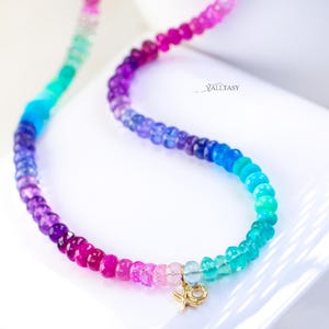 Multi Gemstone Beaded Necklace, 14K Gold XO Charm image 5