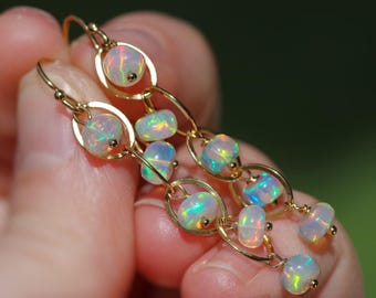 Ethiopian Welo Opal Gold Filled Dangle Earrings